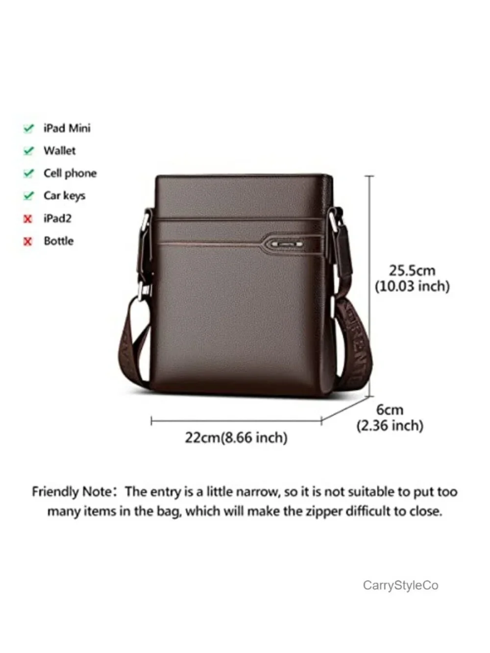Genuine Leather Sling Bag with Adjustable Strap for Men